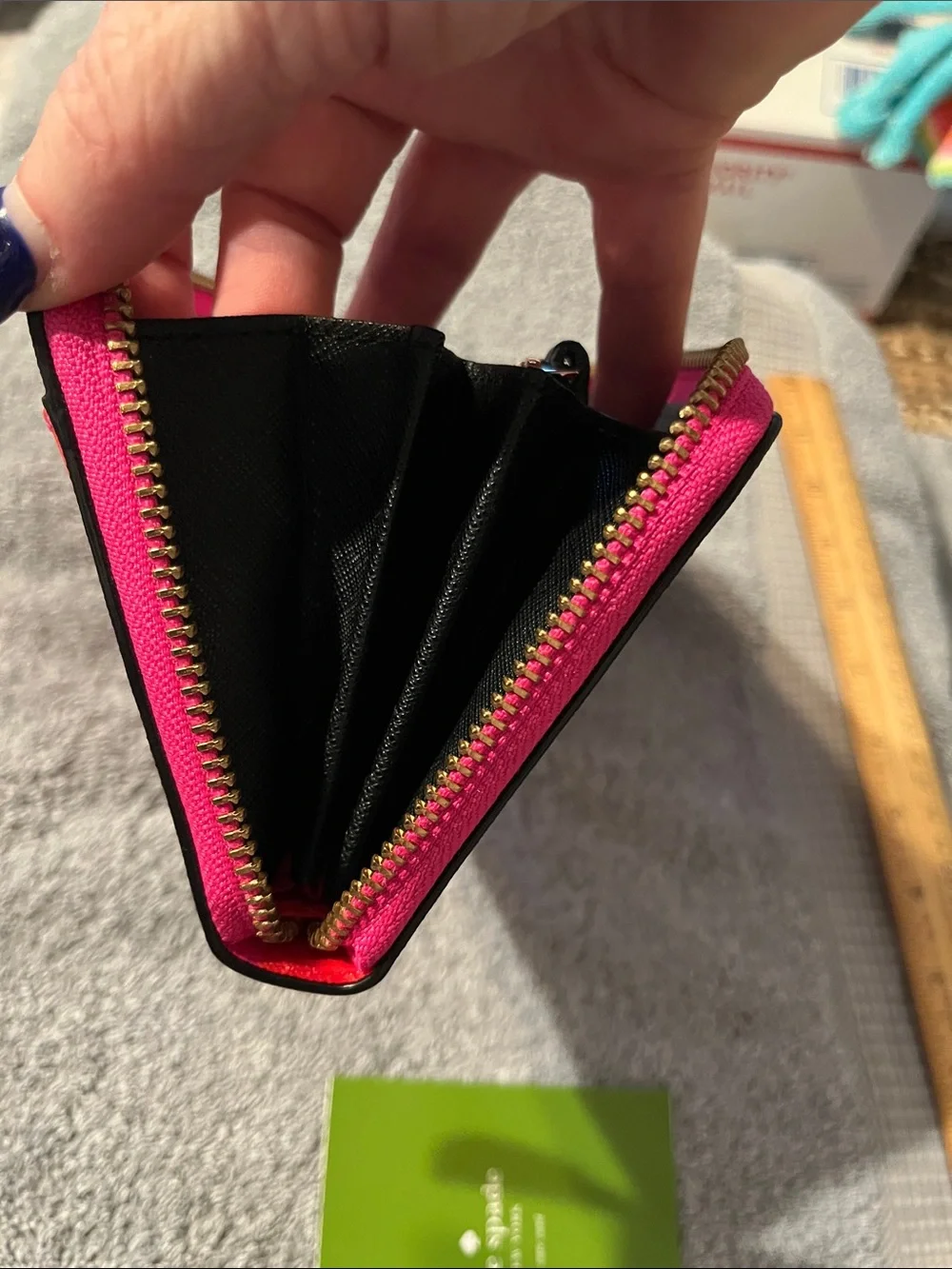 NWOT Kate Spade NY Continental Wallet Bonita Stripe Pattern Pink Zipper